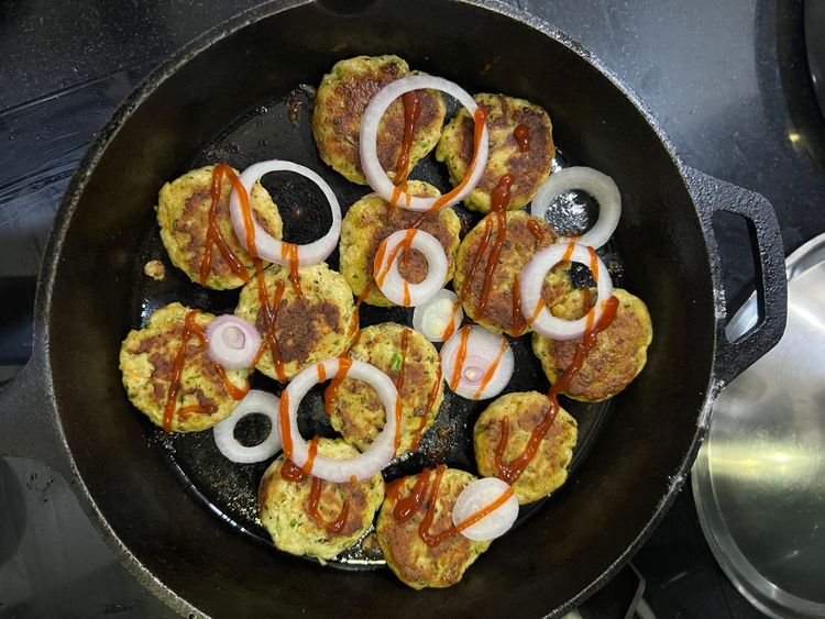 Step 1.1: Serve with onion rings and your favourite chutneys and sauces, or sandwich the patty in a burger bun or bread slices