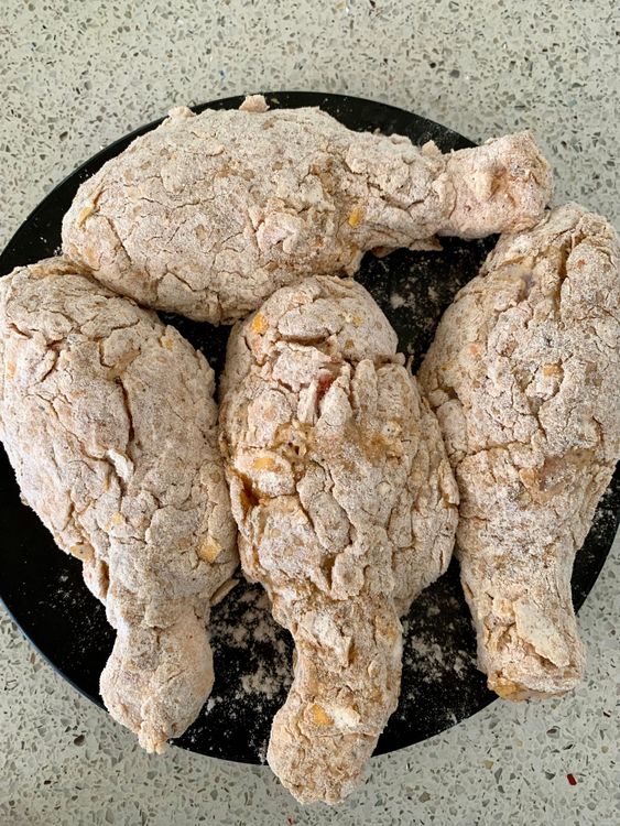 Step 4.1: Rest the coated drumsticks for 10-15 minutes to set the coating