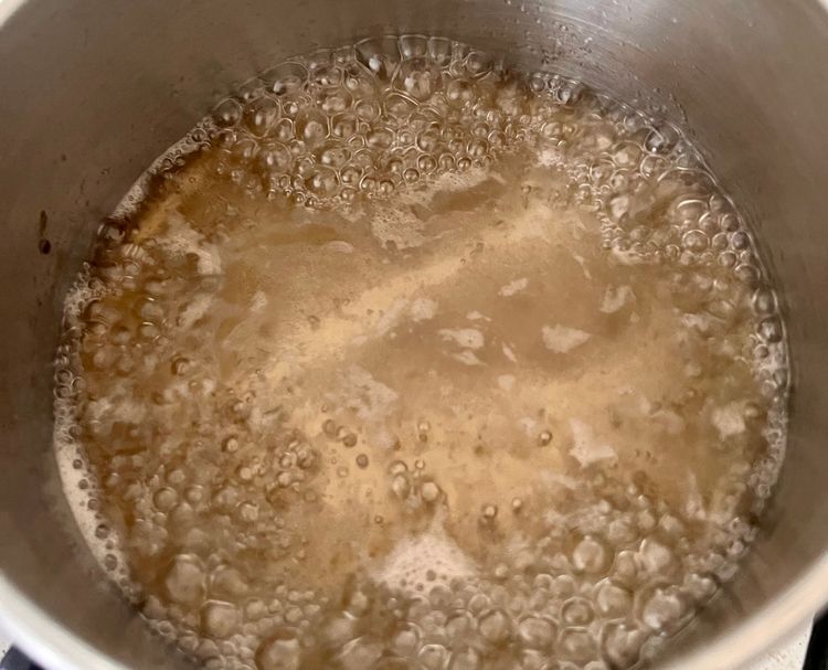 Step 1.1: Place your sugar and water mixture in a small sauce pan and heat over medium heat until boiling