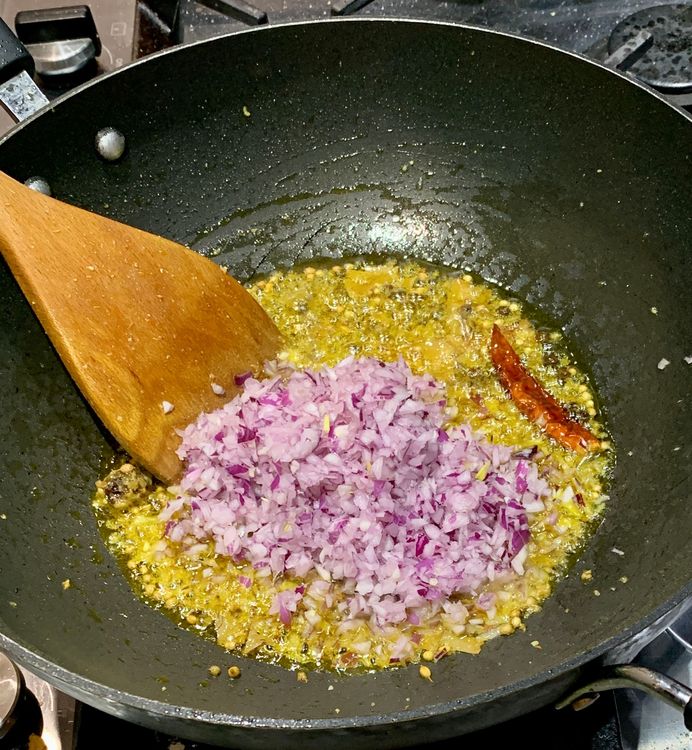 Step 1.1: Add ground onions and cook for 7-8 minutes until golden brown