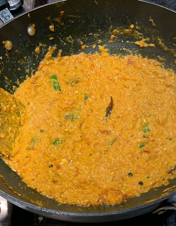 Step 1.2: Add curd, mix well and cook for a few more minutes