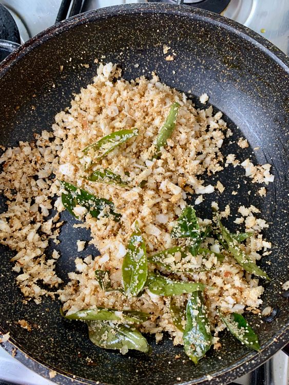 Step 2.1: In the same pan, heat sesame oil