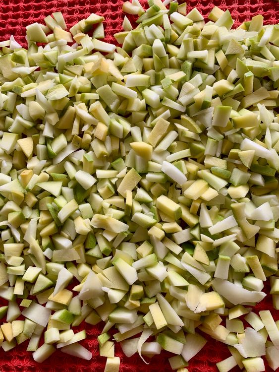 Step 1.1: Chop the mangoes into small, bite-sized pieces