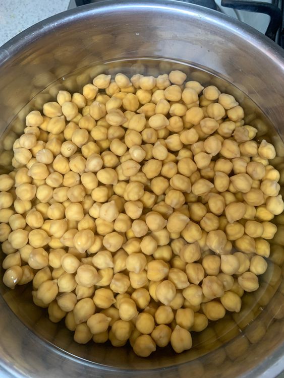 Step 1.1: Soak overnight in plenty of water (at least 2 inches above the chickpeas)