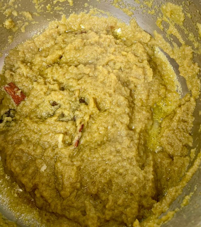 Step 2.2: Add the onion paste and cook, stirring often, until the excess moisture evaporates and the oil begins to release from the sides (about 8–10 minutes)