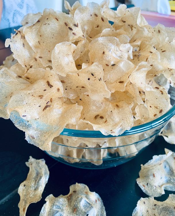 Step 1.1: Once thoroughly dried, store the suji papads in an airtight container
