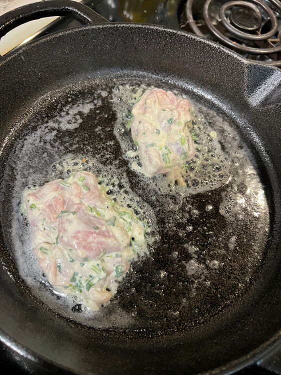 Step 1.1: In a nonstick or cast iron pan, add unsalted butter and place chicken thighs in the pan