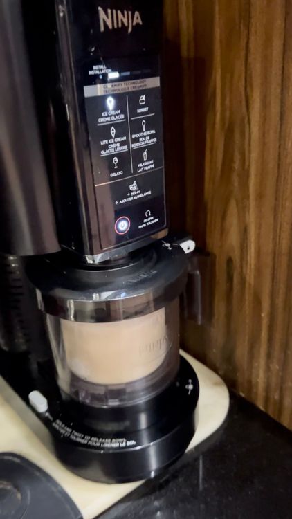 Step 1.1: Place the frozen pint in the Ninja Creami and process to get the fluffiest creamy Kulfi ice cream