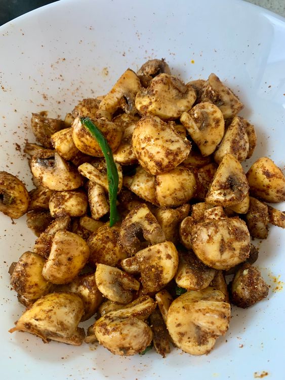 Step 2.1: Sauté on high heat for 3–4 minutes, until the mushrooms turn lightly golden