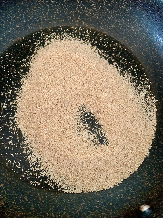 Step 3.1: Add poppy seeds and dry roast for 1–2 minutes until they start to crackle