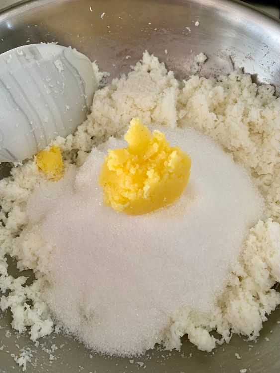 Step 1.1: Add sugar and ghee