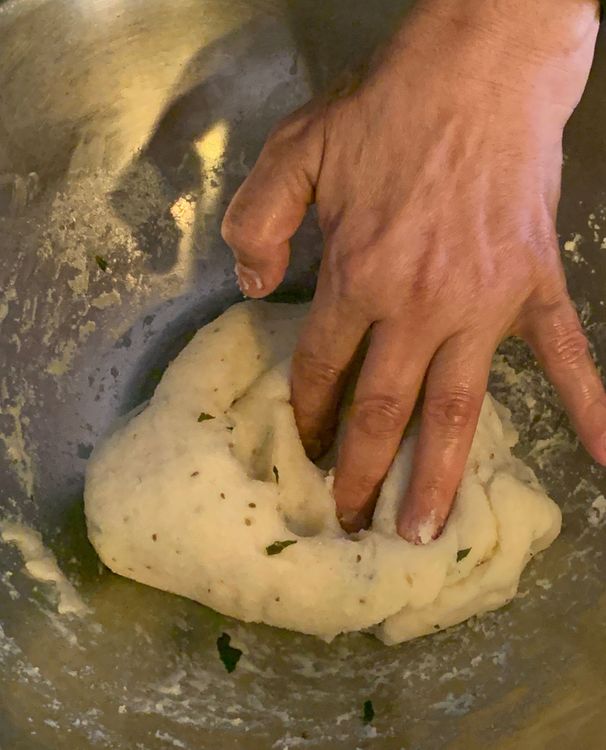 Step 1.1: Knead the dough with your palm until it becomes soft and elastic
