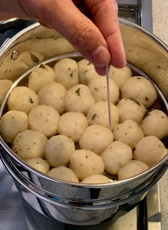 Step 1.1: Prepare a steamer and steam the dough balls for 15 minutes