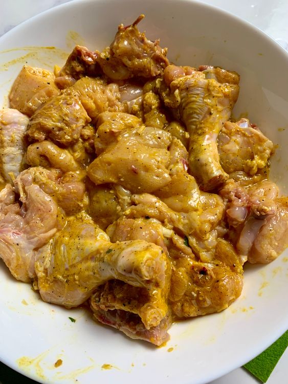 Step 1.2: Mix with ginger-garlic paste, turmeric, black pepper, salt, and lemon juice