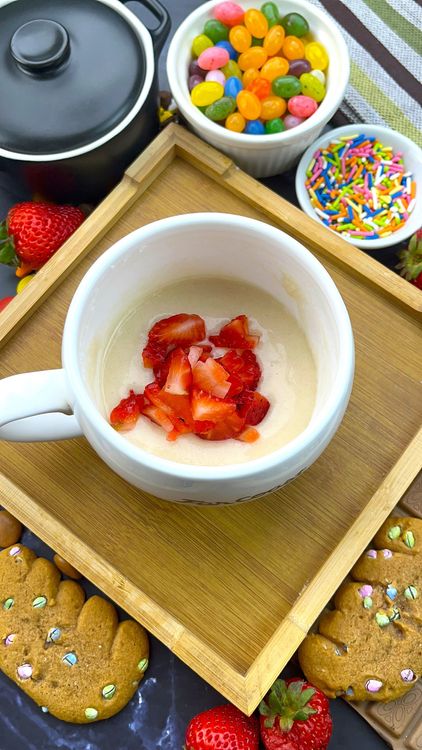 Step 1.1: Fold in chopped strawberries or swirl in strawberry jam