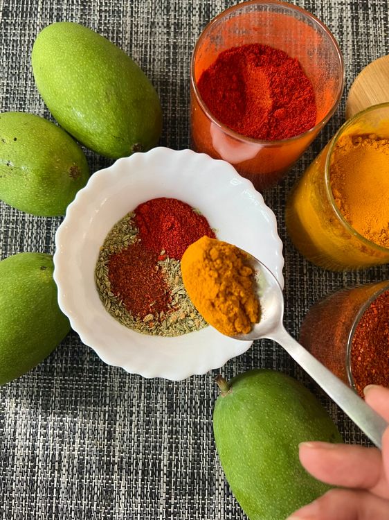 Step 1.1: Make the dry pickle masala by mixing all its ingredients together