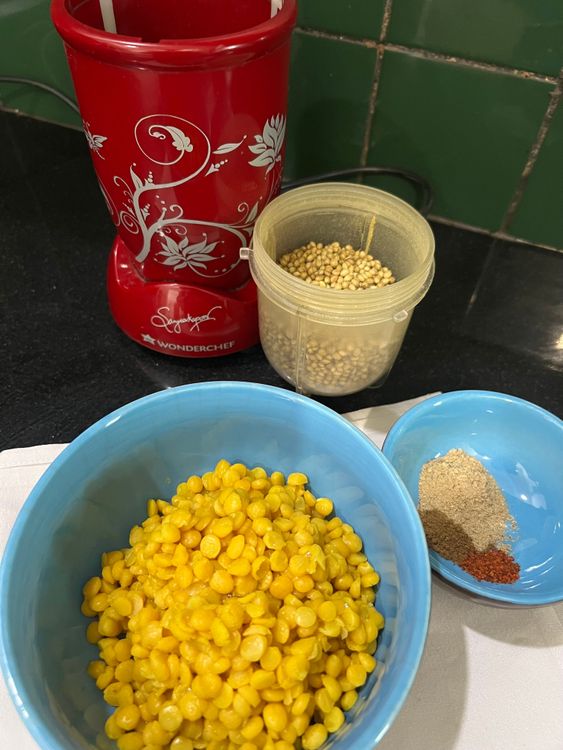 Step 1.3: For the dal, drain any excess water and add all the dry spices, chaat masala, coriander stems, and lemon juice for a fresh flavor