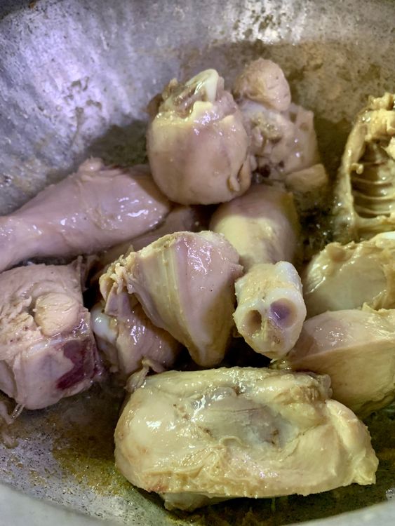Step 1.1: Add the chicken and stir-fry for 3-4 minutes until the chicken pieces have lightened in color