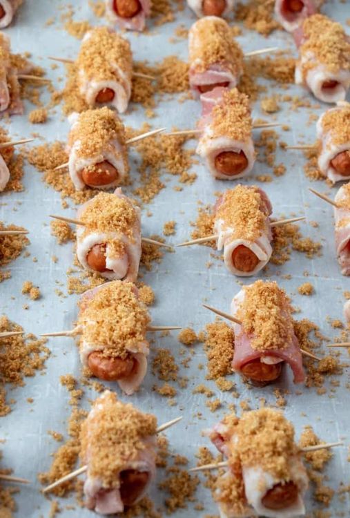 Step 1.1: Sprinkle over each of the bacon-wrapped smokies or roll in the brown sugar mixture
