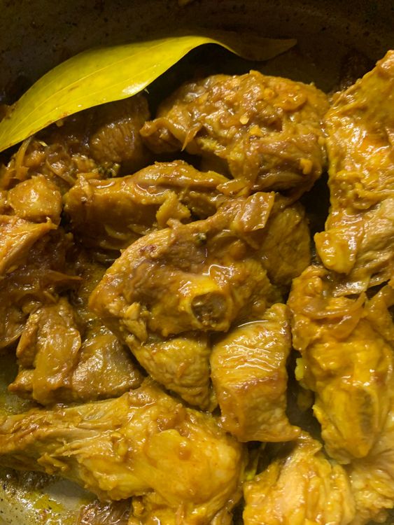 Step 1.2: Add ginger, crushed garlic (half tsp), turmeric, red chilli powder, green cardamoms, black cardamom, cinnamon sticks and bay leaf