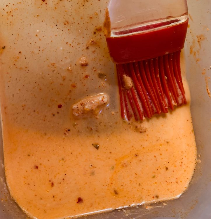 Step 1.1: Add 2 tbsp water and the leftover marinade to the pan and stir