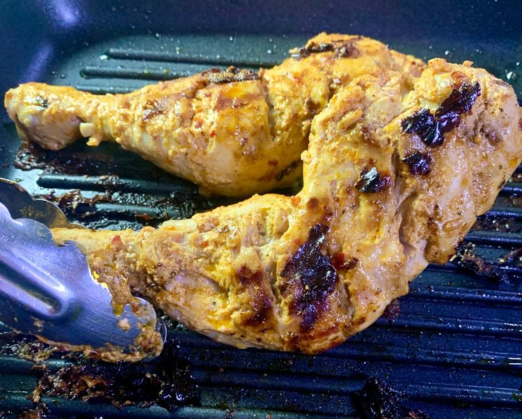 Step 1.2: Dab little oil on the chicken and flip it to the other side and cook for another 8-10 minutes