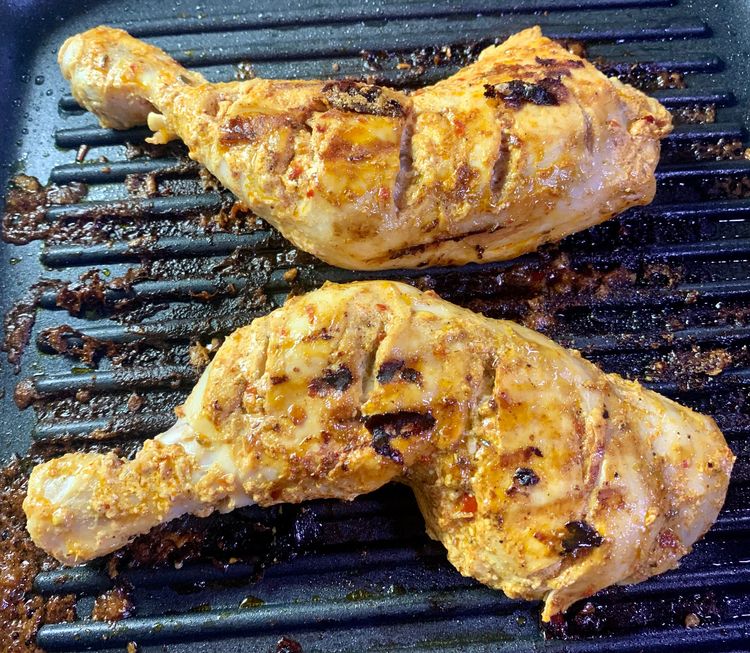Step 1.1: Dab little oil on the chicken and flip it to the other side and cook for another 8-10 minutes