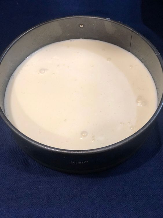 Step 3.2: Pour the batter over the prepared biscuit base in the greased or lined Springform pan