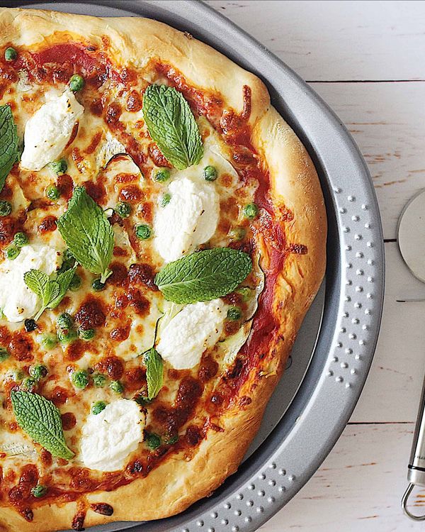Homemade Pizza with Zucchini, Peas, and Ricotta recipe