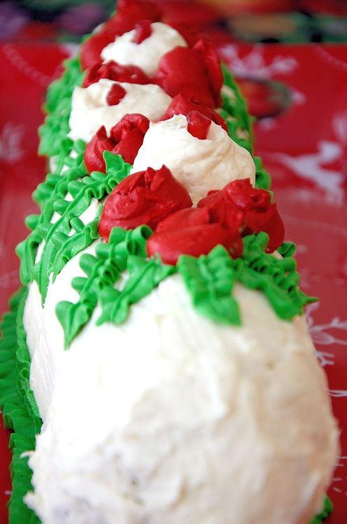 Festive Yule Log Sandwich Cake with Cranberry Chicken Salad Filling and Cream Cheese 'Icing' recipe
