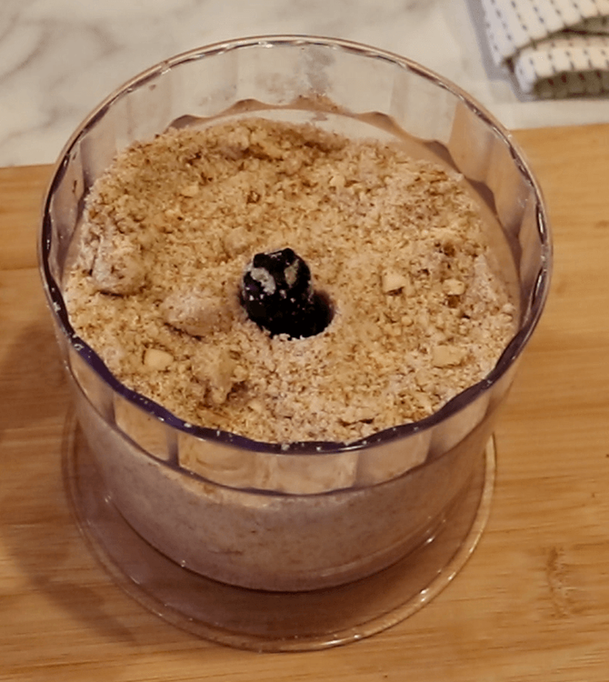 Step 1.2: In a food processor or mixer, pulse the almonds and sugar until the almonds are finely ground