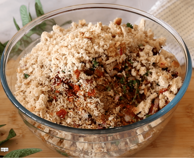 Step 1.3: Transfer the ground chickpeas to a mixing bowl