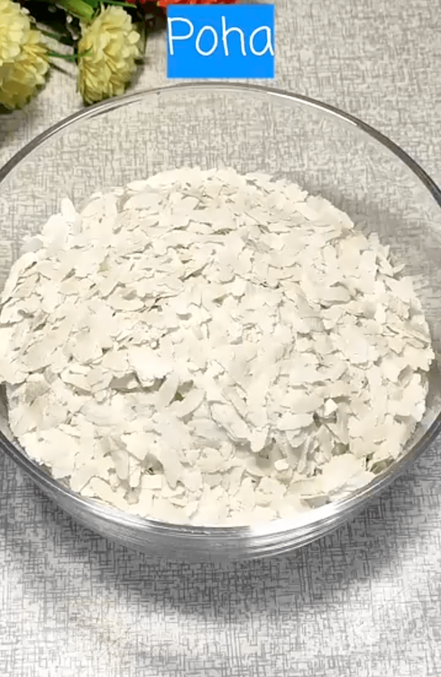 Step 1.1: Rinse the poha in water until it's clean and slightly softened