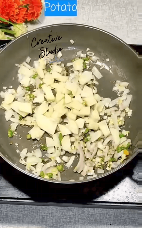 Step 1.6: Heat oil in a pan