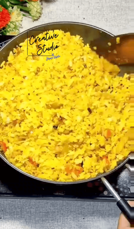 Step 1.2: Add the washed poha to the pan and cook, stirring occasionally, until it becomes slightly crisp and golden brown