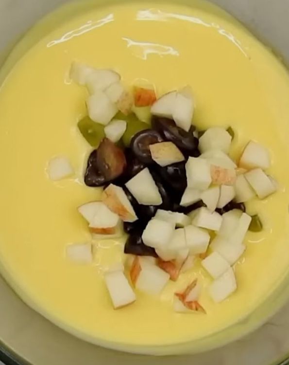 Step 1.5: While the custard is cooling, chop the mixed fruits into bite-sized pieces