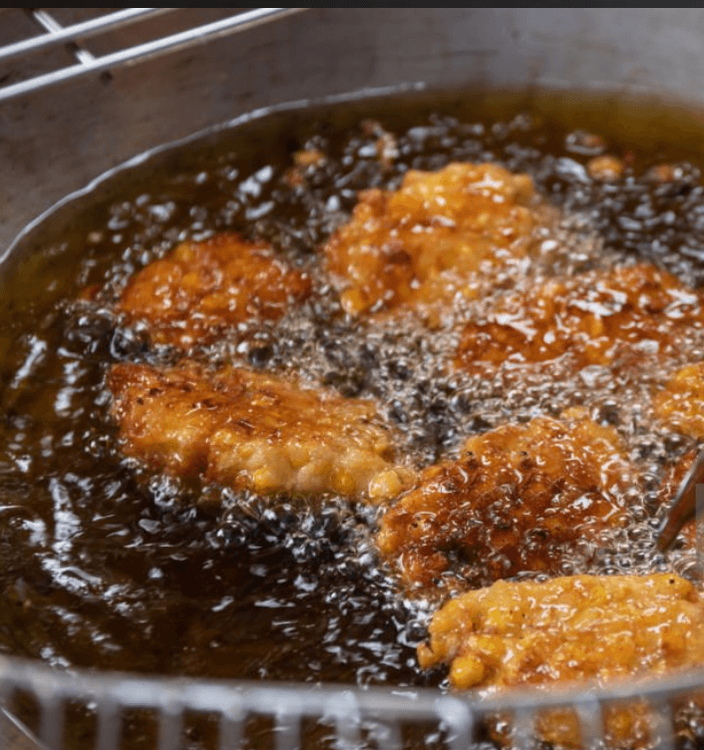 Step 1.1: Heat oil in a frying pan and fry spoonfuls of the batter on both sides in the hot oil until golden brown