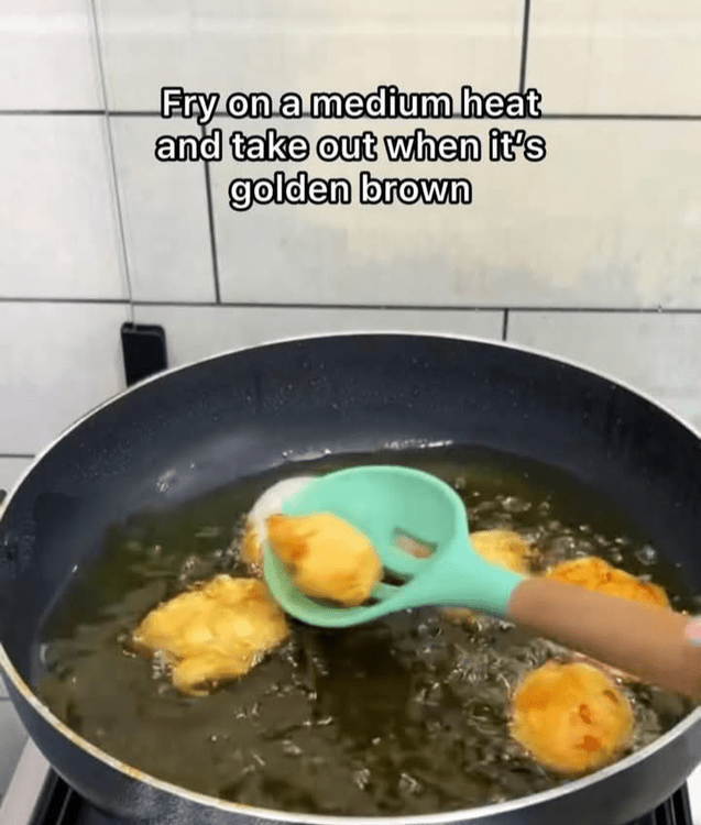 Step 1.2: Fry on medium heat, turning occasionally, until golden brown on both sides