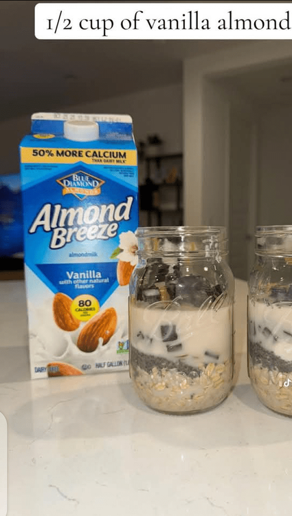 Step 1.1: Pour dark vanilla almond milk into the jar
