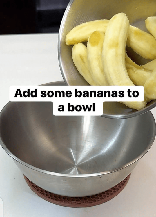Step 1.3: Add peeled bananas to a bowl and smash them to a good texture