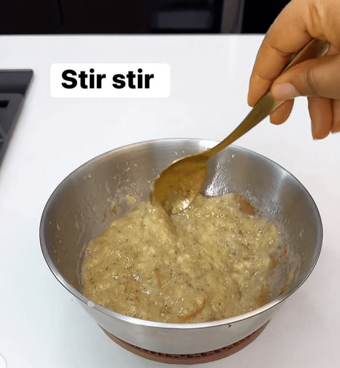 Step 1.1: Add a little salt and cinnamon powder to the bowl and stir properly