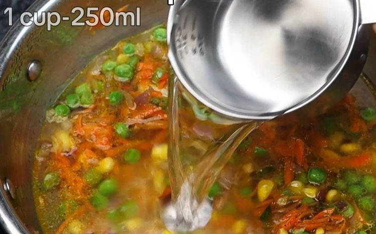 Step 2.1: Add water and coriander leaves