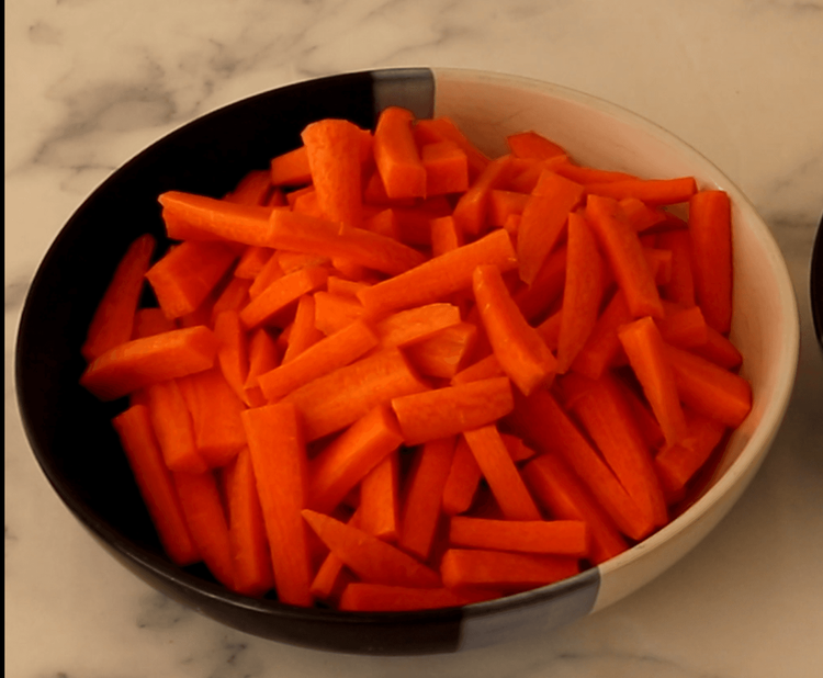 Step 1.1: Peel the carrots and cut them into long, bite-sized sticks