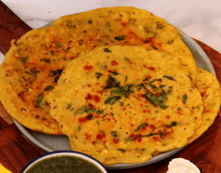 Step 1.1: Transfer the chilla to a plate and serve hot with coriander chutney, yogurt, or your favorite pickle