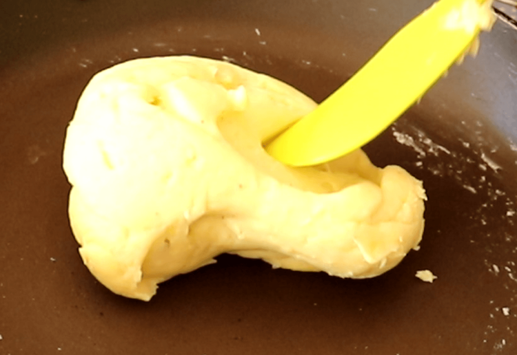 Step 1.2: Cook the mixture over low to medium heat, stirring constantly until it thickens and starts leaving the sides of the pan, forming a pliable dough