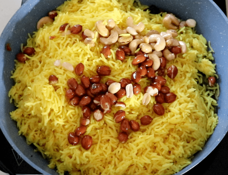 Step 3.1: Add salt, roasted peanuts, and cashews