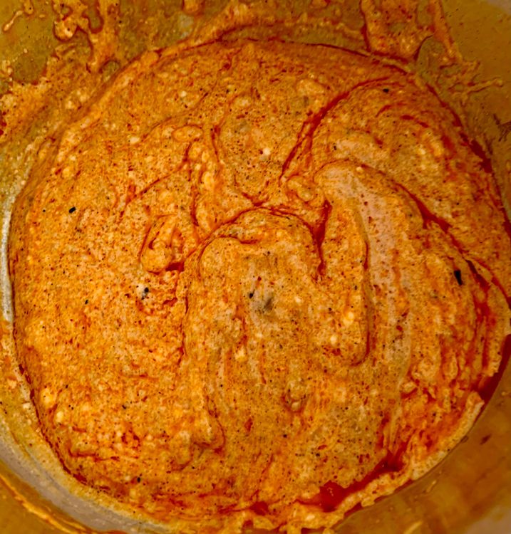 Step 2.2: Add cinnamon powder, salt, black pepper and yogurt/curd to the bowl