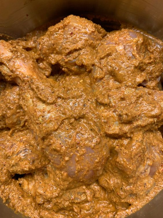 Step 1.1: Marinate the chicken pieces with the blended paste