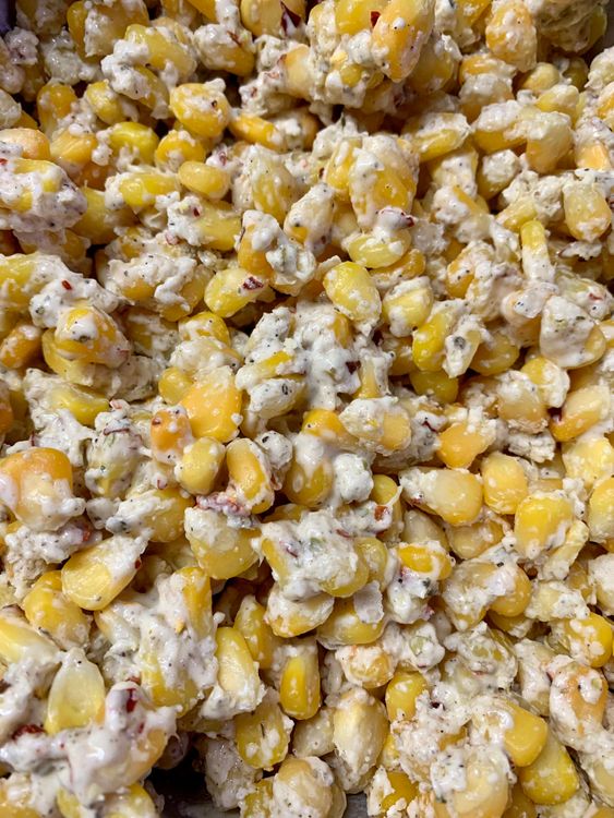 Step 1.1: Then add water to the corn and mix to combine