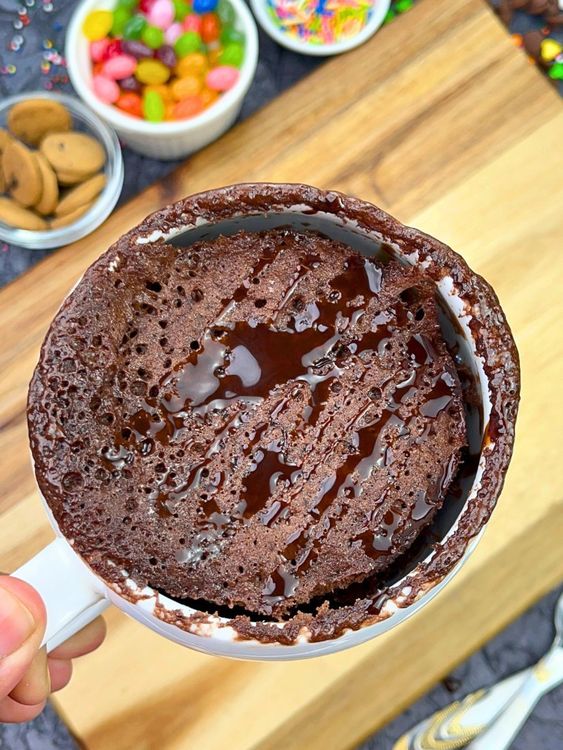 Step 1.1: Let it cool slightly before enjoying your healthy, gooey, chocolate mug cake